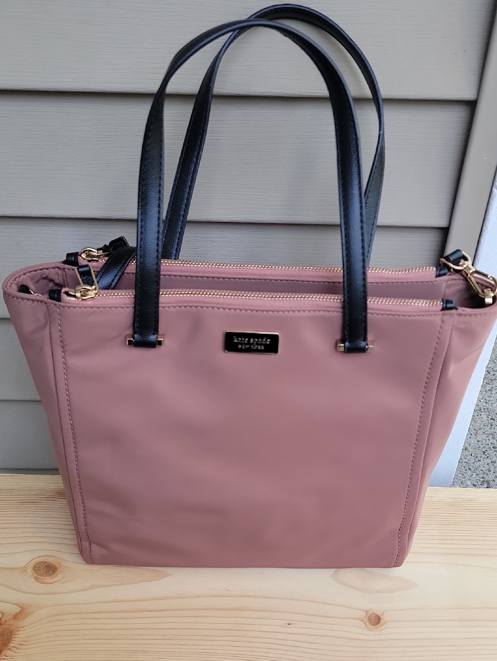 NWT Kate SPade Rose Pink Tote with Black Handles